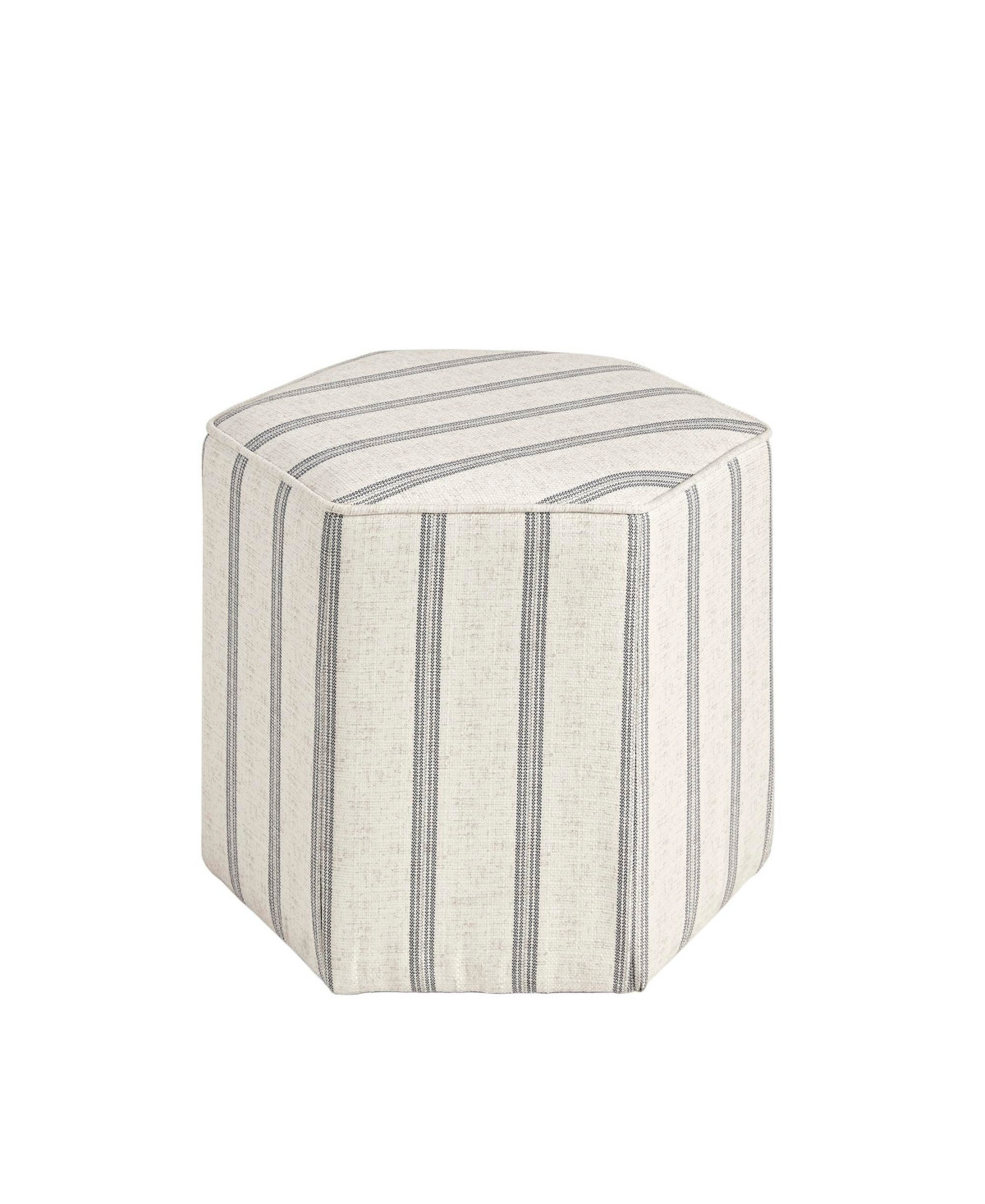Martha Stewart Ellen Farmhouse 18"W Stripe Upholstered Hexagon Accent Ottoman - Natural | Macy's