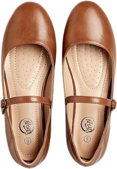 Trary Mary Jane Shoes Women, Women's Flats, Ballet Flats for Women, Round Toe Black Flats Shoes W... | Amazon (US)