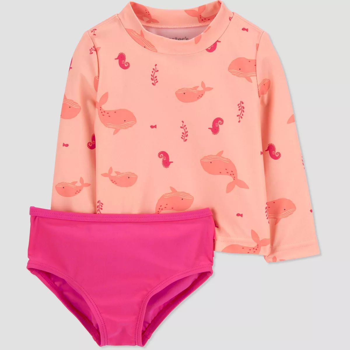 Carter's Just One You® Baby Girls' Long Sleeve Sealife Rash Guard Set - Pink 3M | Target
