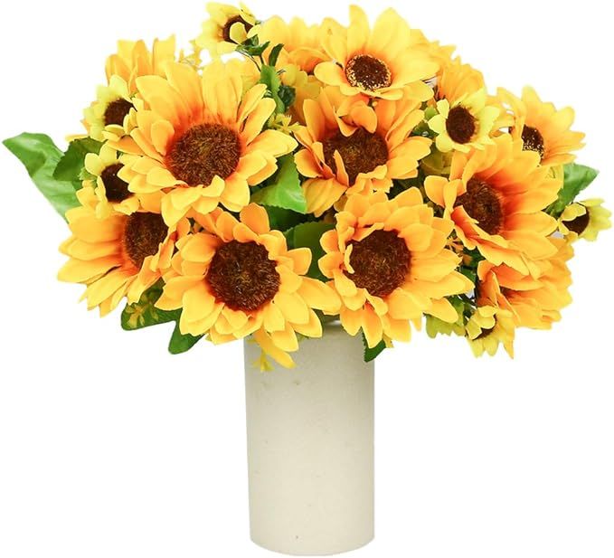 KATELER Sunflowers Artificial Flowers, 4Pack Mixed Style Faux Flower Silk Sunflowers Floral Vase ... | Amazon (US)