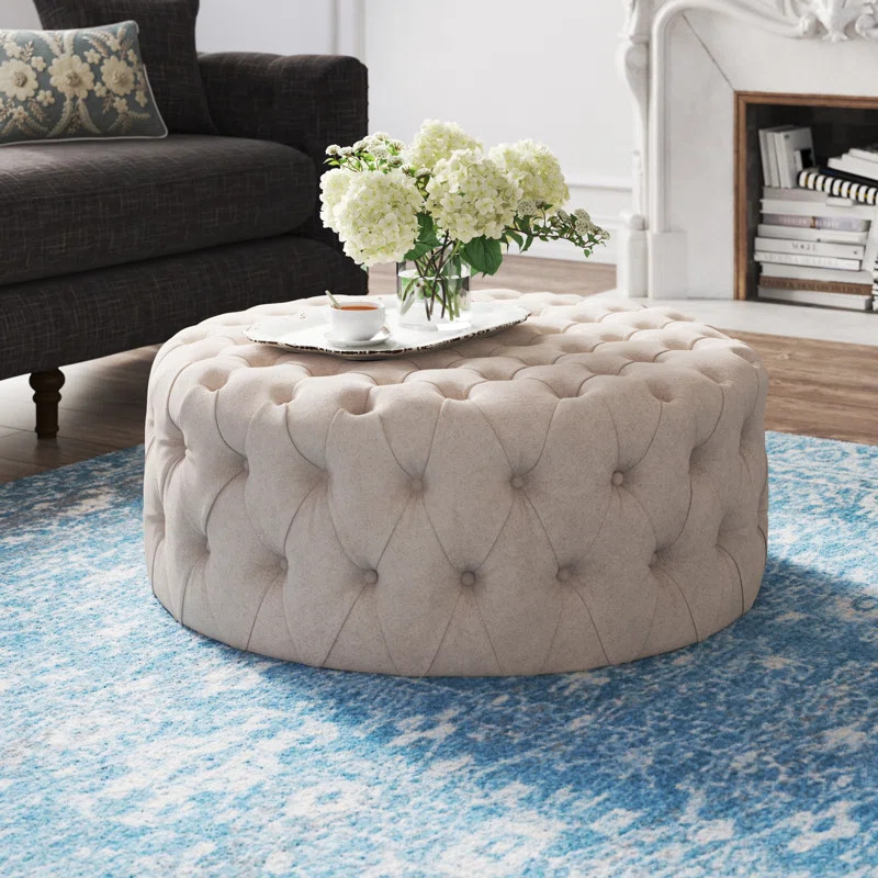 39.4" Tufted Round Cocktail Ottoman | Wayfair North America