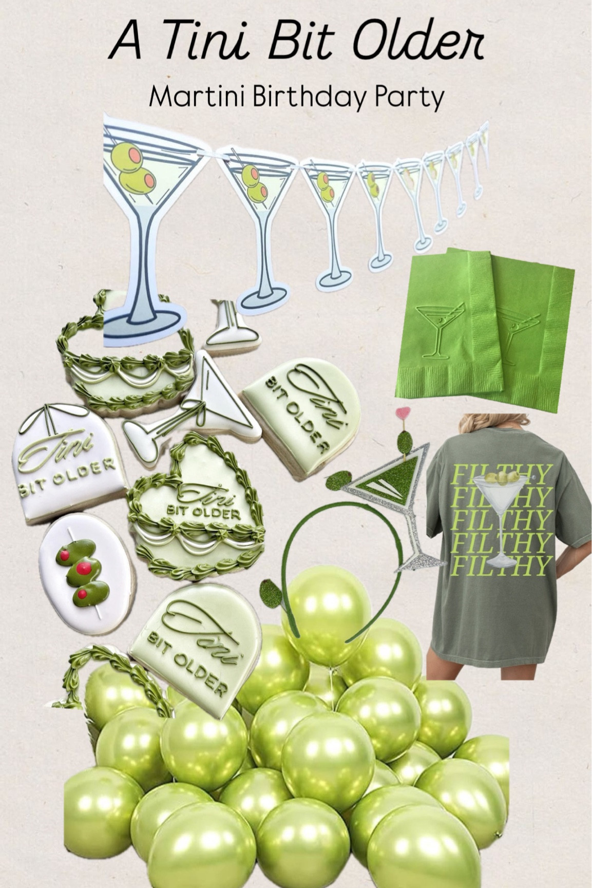 A Tini bit older
Martini birthday party
Drinks
Balloons
Party favors
Party decor
T-shirt
Cookies
Theme party
Napkins
Garland
Cocktail party
Birthday party theme

#LTKFindsUnder50 #LTKParties #LTKFindsUnder100