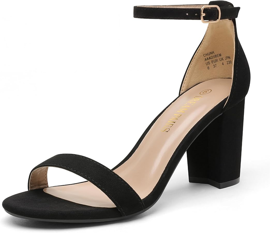DREAM PAIRS Women's Chunk Low Heel Pump Sandals | Amazon (US)