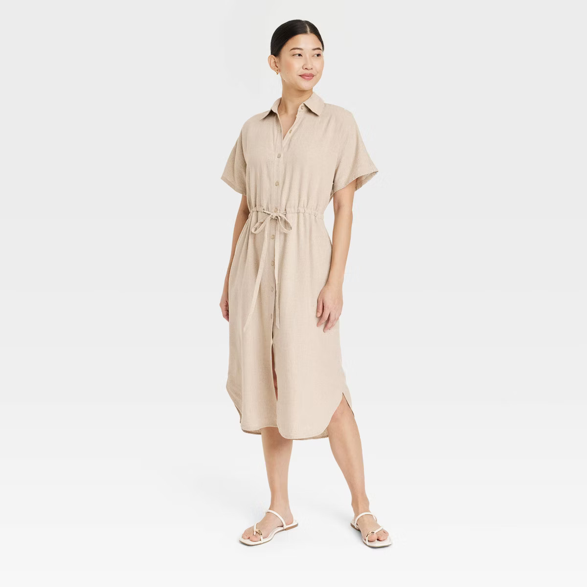Women's Short Sleeve Linen Midi Shirtdress - A New Day™ | Target