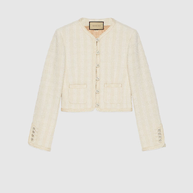 GUCCI Tweed Jacket, Size 44 IT, White, Ready-to-wear | Gucci (US)