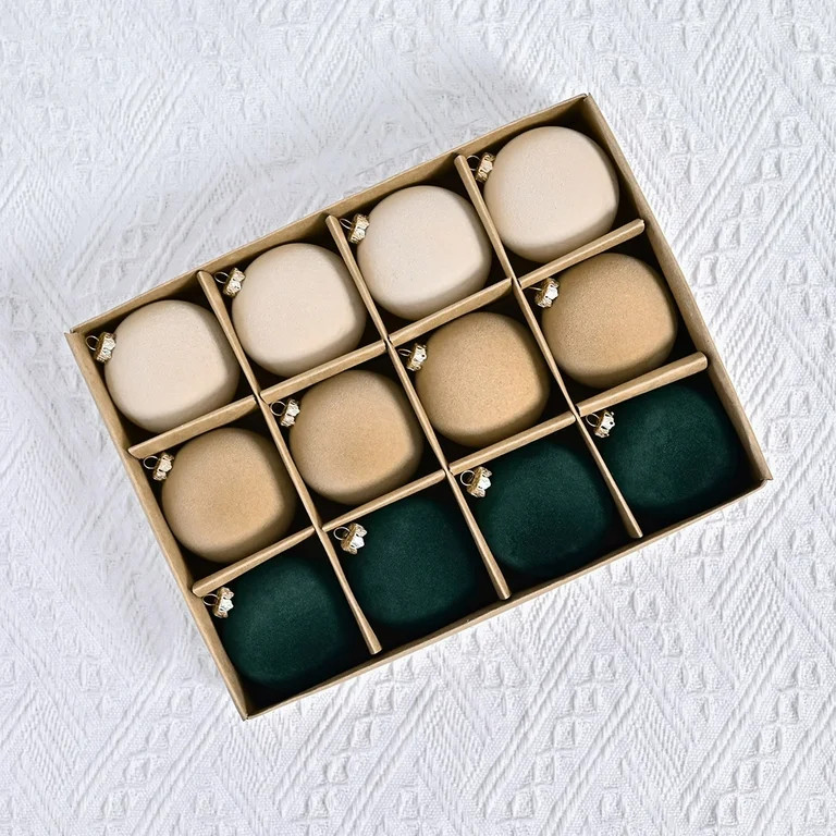 TrendTide Maritown Velvet Christmas Ornaments 12 Pcs 2.4 Inches Flocked Plastic Shatterproof Xmas... | Walmart (US)