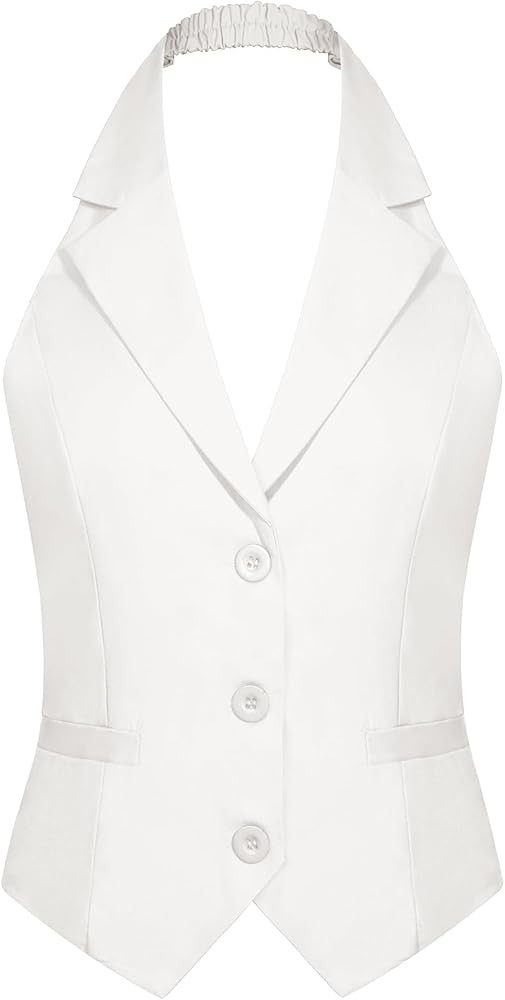 MINTLIMIT Womens Halter Neck Vest Notch Lapel Button Front Waistcoat Vintage Dressy Crop Tuxedo S... | Amazon (US)
