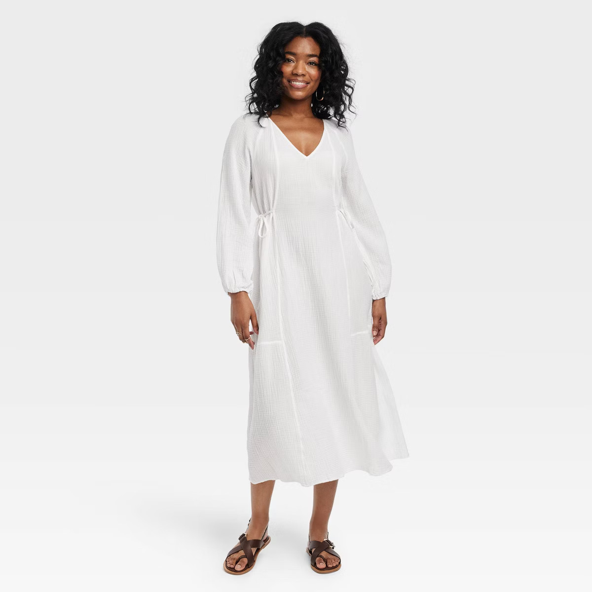 Women's Balloon Long Sleeve Midi A-Line Dress - Universal Thread™ | Target