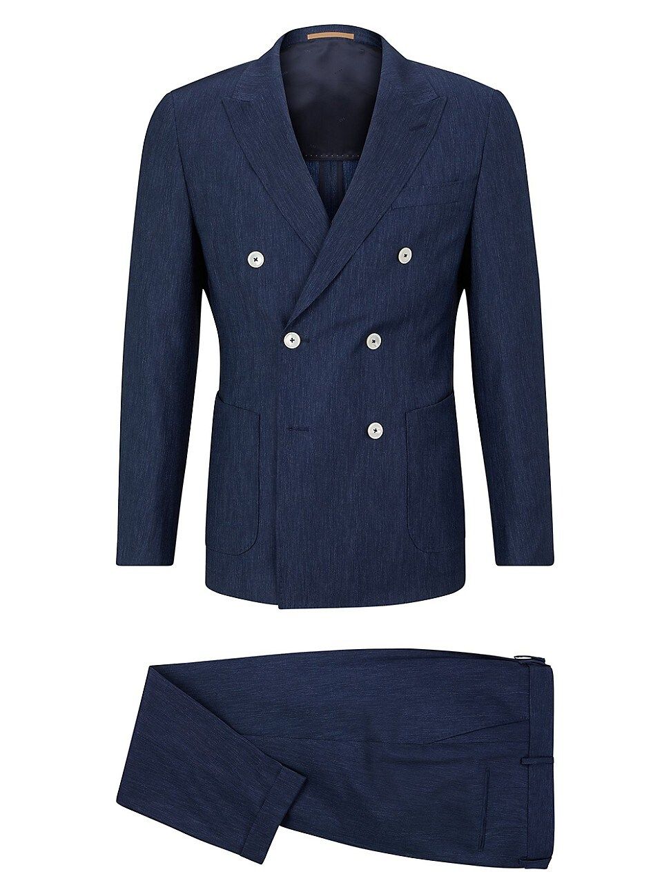 Men's Slim-Fit Double-Breasted Suit In Virgin Wool - Dark Blue - Size 42 | Saks Fifth Avenue