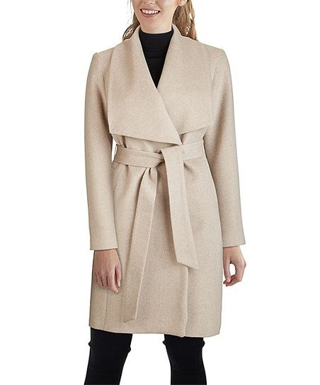Cole Haan Bone Wool Belted Coat - Women | Zulily