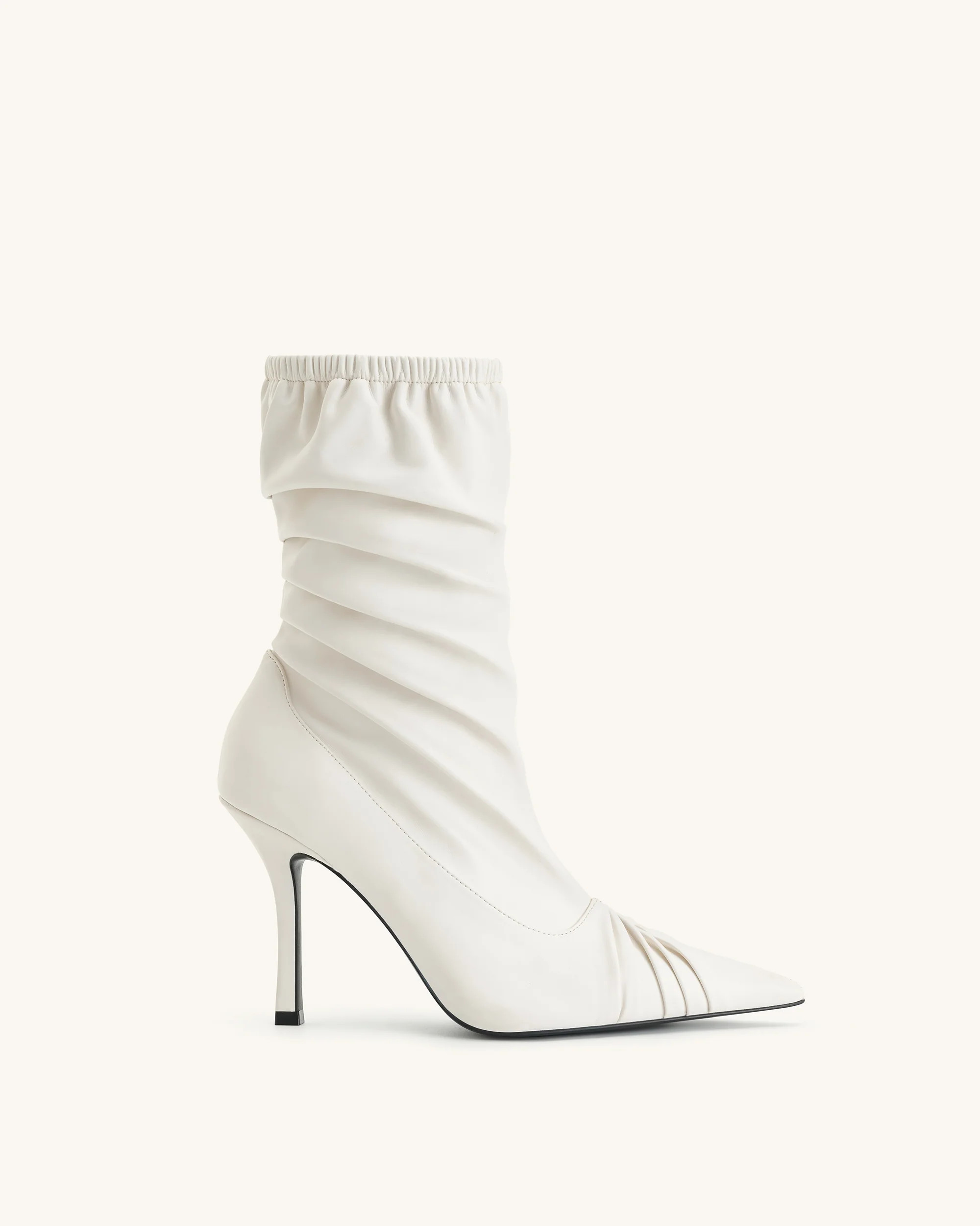 Joanne Paneled Detailing leather Ankle Boots - White | JW PEI US