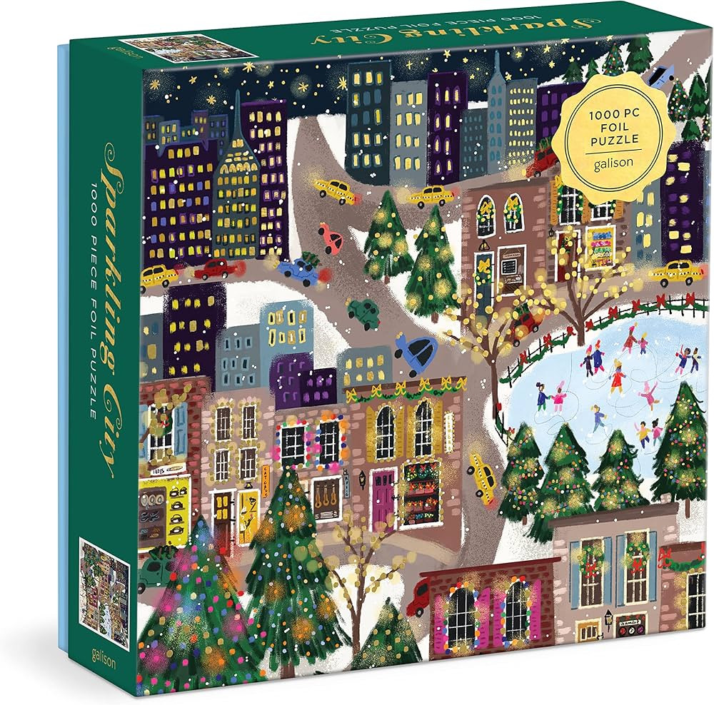 Galison Sparkling City – 1000 Piece Foil Puzzle with Illustrations of Colorful Merriments in Th... | Amazon (US)
