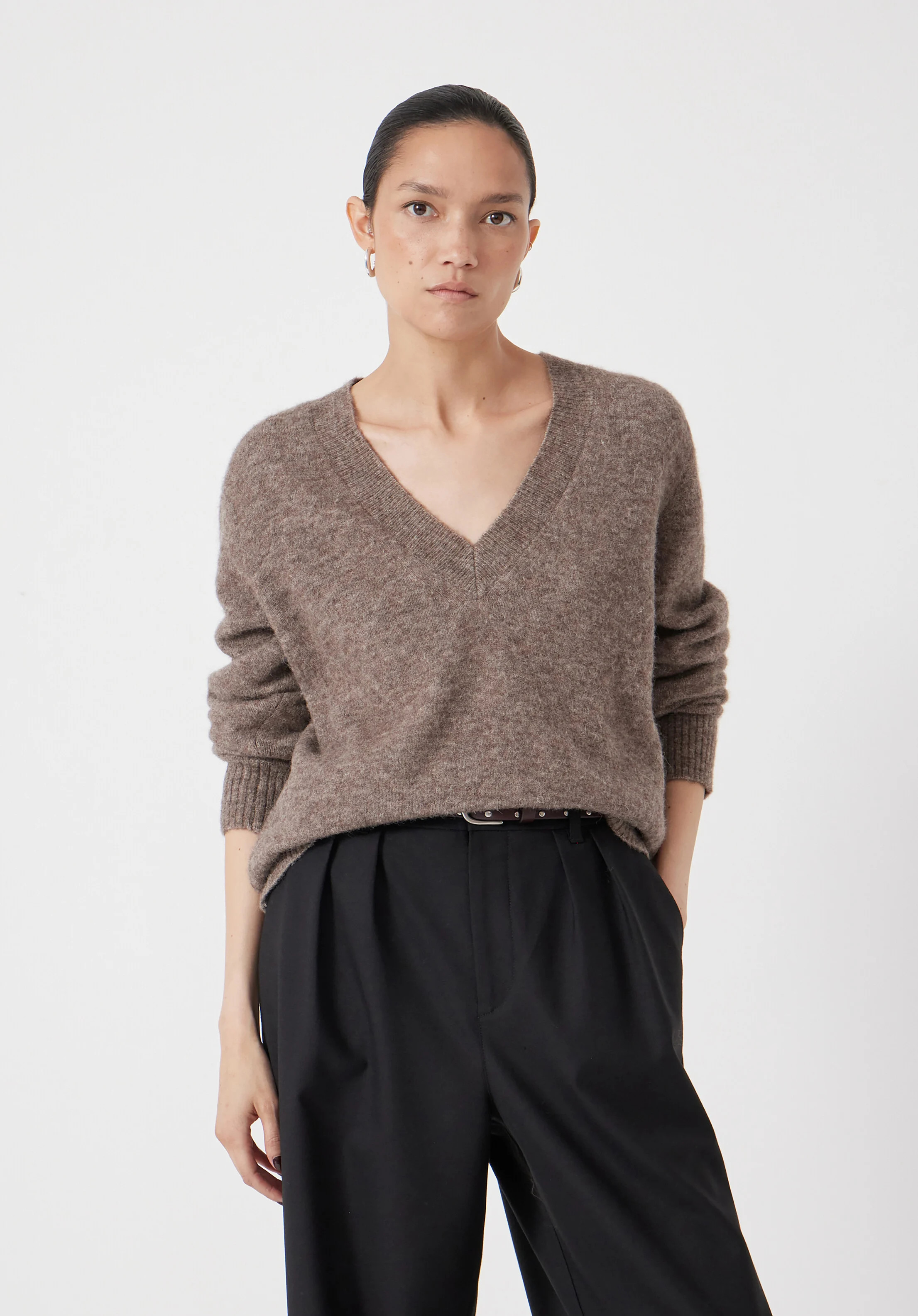 V Neck Wool Blend Jumper | Hush UK
