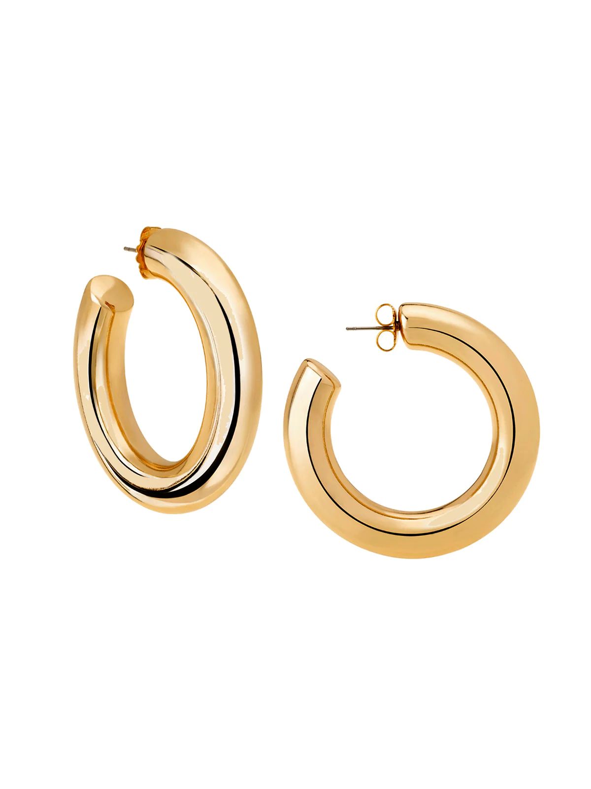 Oprah's Favorite High Polish Large Hoop Yellow Gold Plated Earrings | YLANG 23