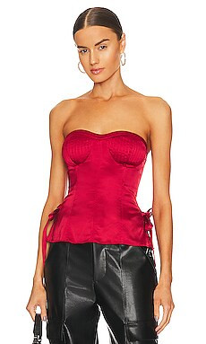 LPA Posie Pleated Corset in Red from Revolve.com | Revolve Clothing (Global)