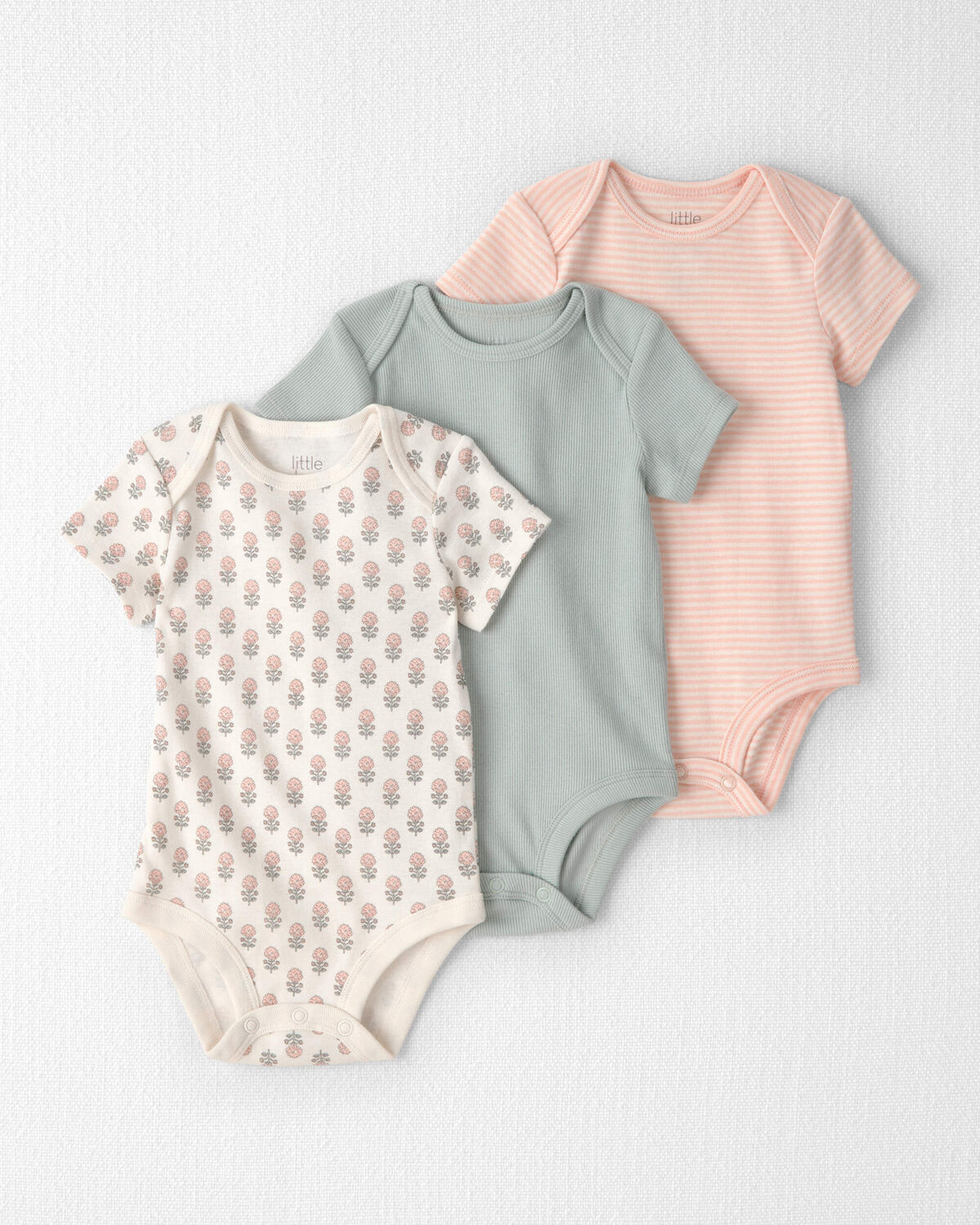 Baby Girl 3-Pack Organic Cotton Bodysuits in Floral Print | Carter's Inc