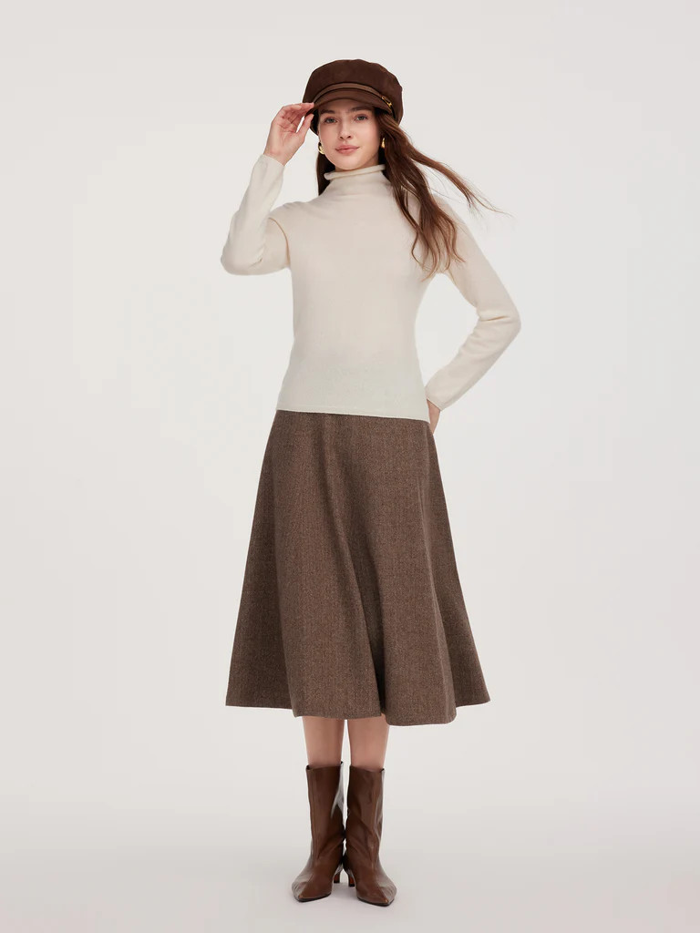 100% Cashmere Seamless Turtleneck Women Knit Top | GOELIA