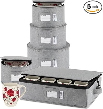 China Storage Hard Shell Containers 5-Piece Set Moving Boxes for Dinnerware, Glasses, Plates, Mug... | Amazon (US)