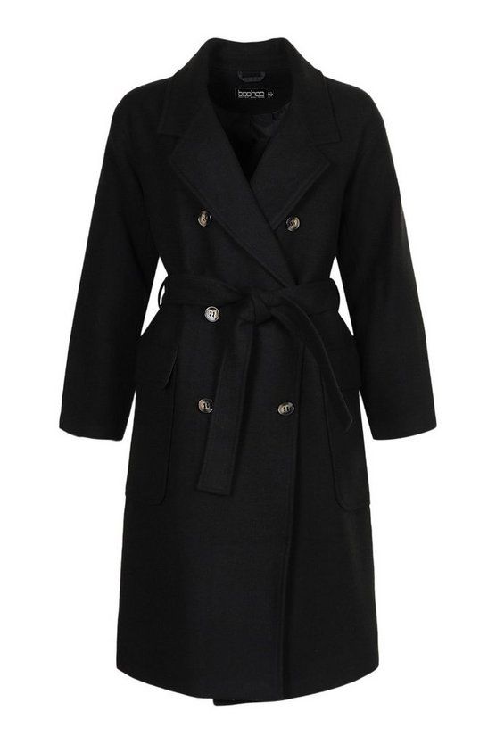 Herringbone Textured Boyfriend Wool Look Coat | Boohoo.com (US & CA)