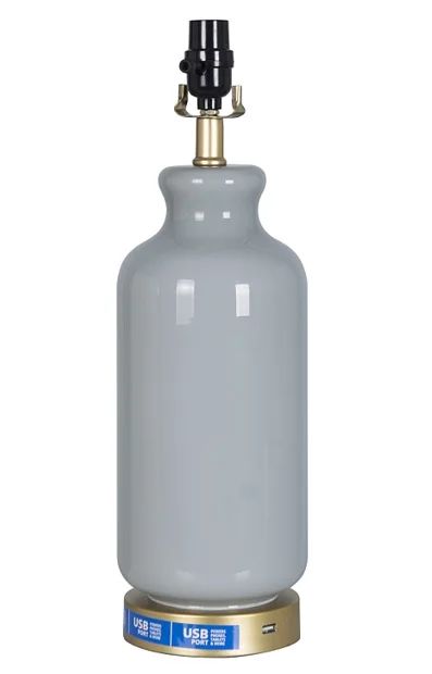 Mainstays Glass Urn with USB Table Lamp Base, Gray Finish - Walmart.com | Walmart (US)