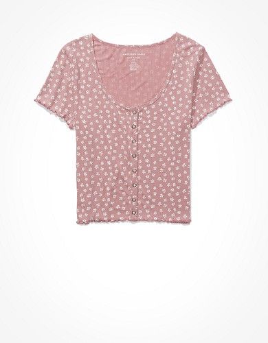 AE Floral Snap-Front Baby Tee | American Eagle Outfitters (US & CA)