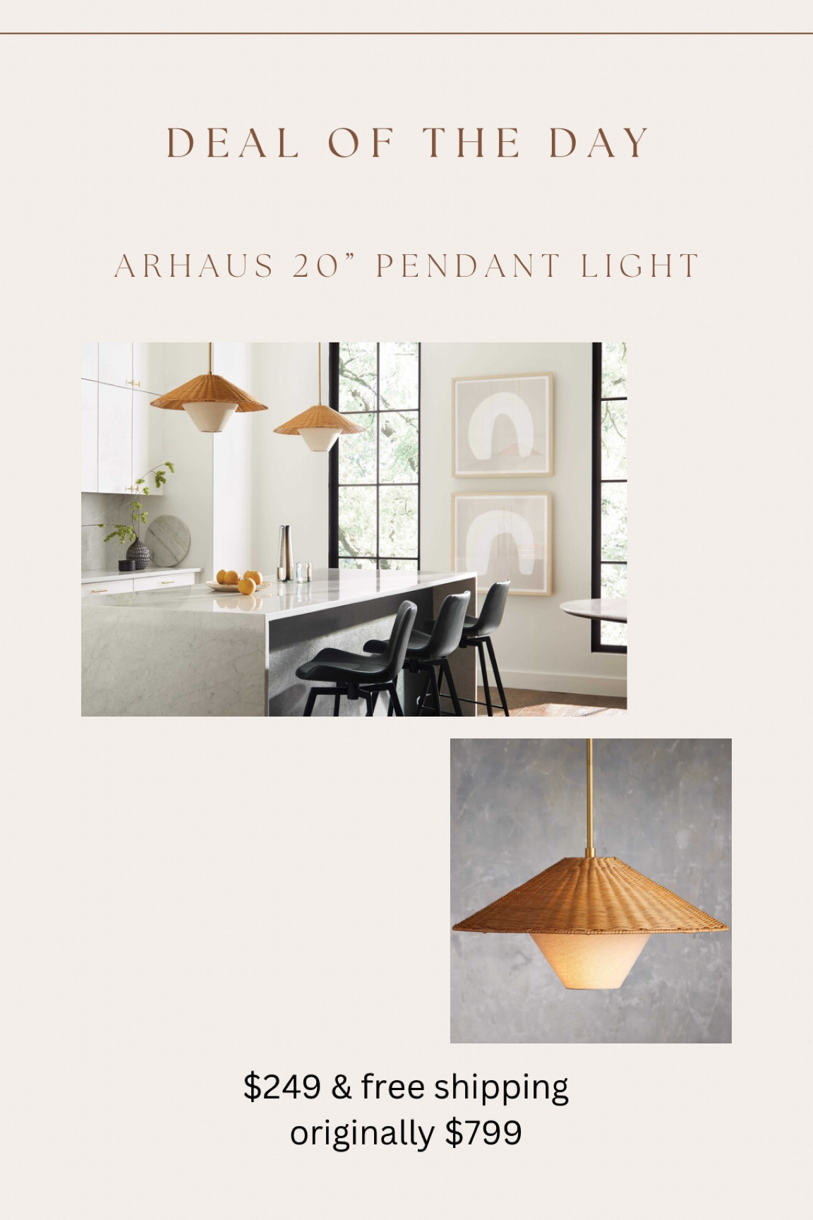 The last time this gorgeous & unique arhaus pendant light was on sale, it was $399 and it sold out!! It is back in stock and is now $249!!