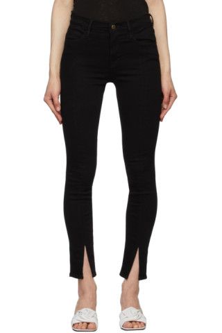 Black 'Le High Skinny' Front Split Jeans | SSENSE