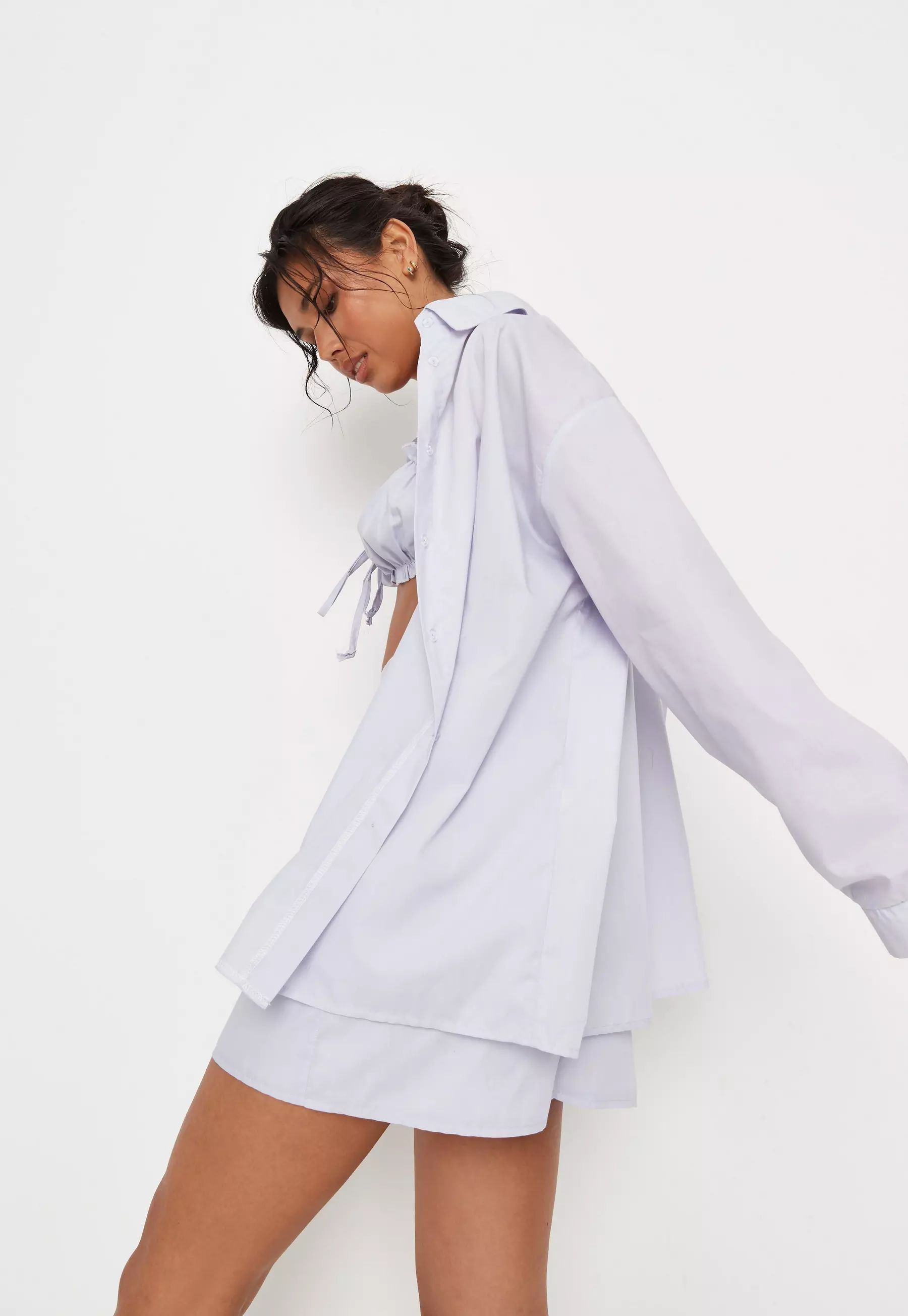 Lilac Co Ord Poplin Oversized Shirt | Missguided (US & CA)