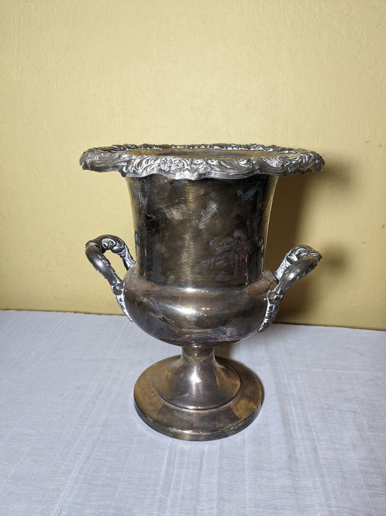 Vintage Silver Plate Ice Bucket With Ornate Handles and Insert - Etsy | Etsy (US)