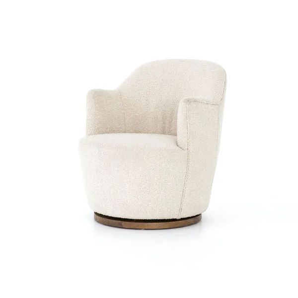 Aurora Knoll Natural Round Upholstered Small Swivel Accent Chair | Scout & Nimble