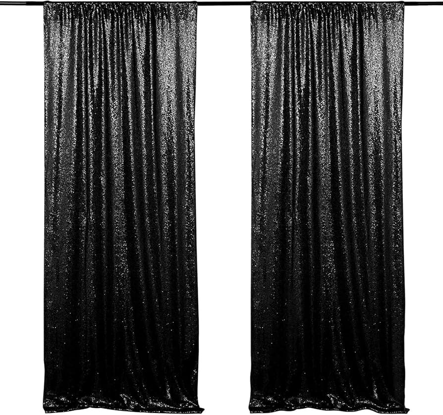 Black Backdrop Curtains for Parties 2 Panels 2ftx8ft Sequin Birthday Backdrop Seamless Photograph... | Amazon (US)