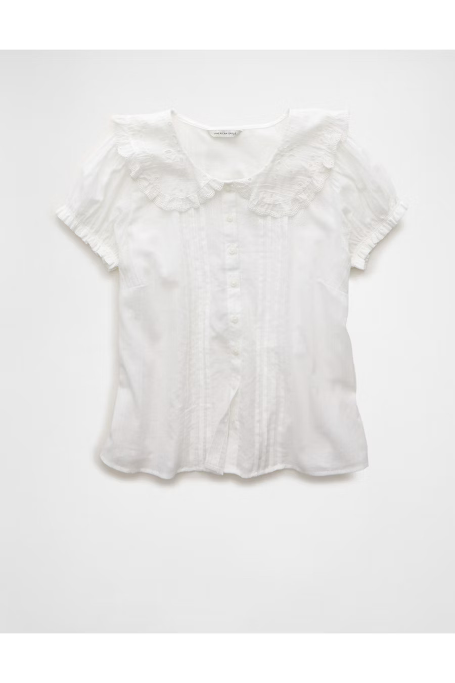 AE x The Summer I Turned Pretty Collared Puff Sleeve Blouse Women's White XXS | American Eagle Outfitters (US & CA)