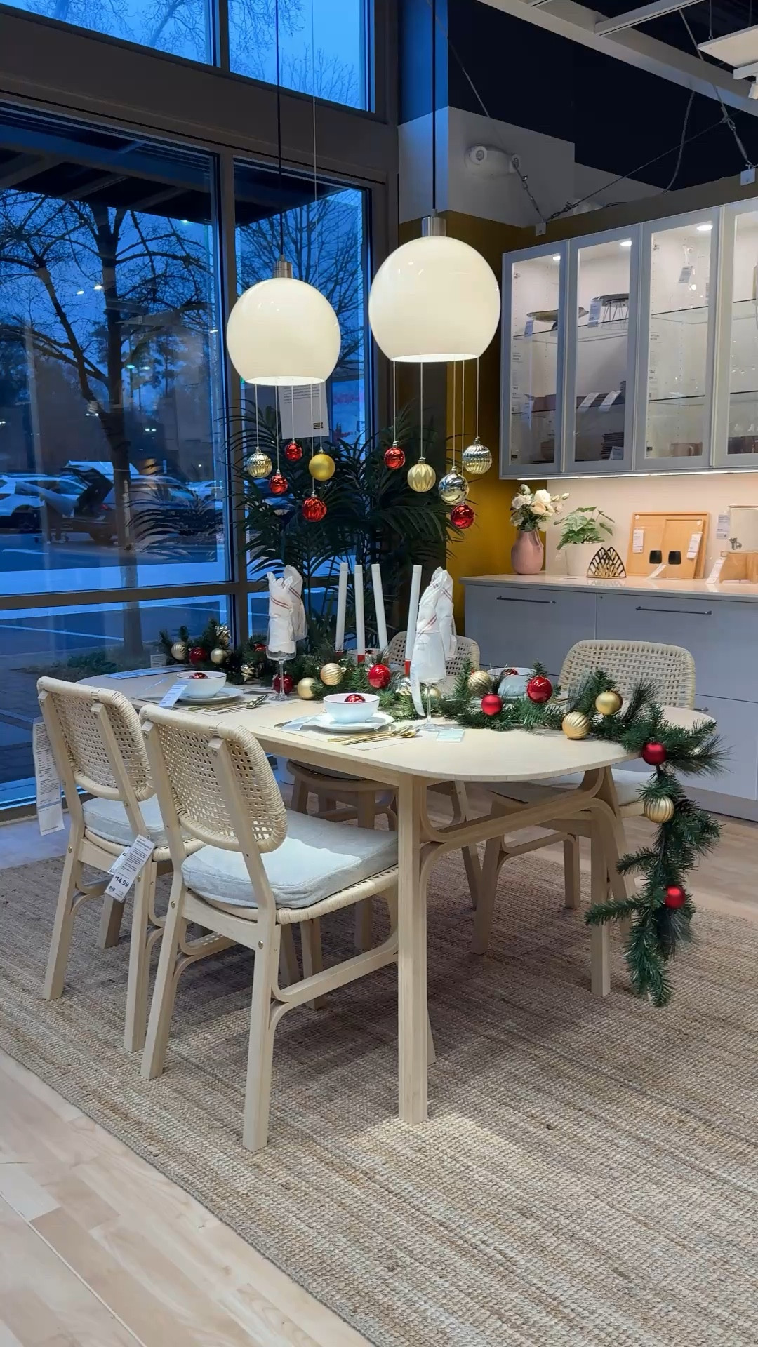 Affordable hosting at its finest! 😍✨ A merry & bright setup with hanging ornaments, garland, and festive details — all styled around the IKEA VOXLÖV table and chairs. Such a charming, budget-friendly way to gather for the holidays! 🎄 #HolidayHosting #IKEA #ChristmasRecor

#LTKHoliday #LTKSaleAlert #LTKHome