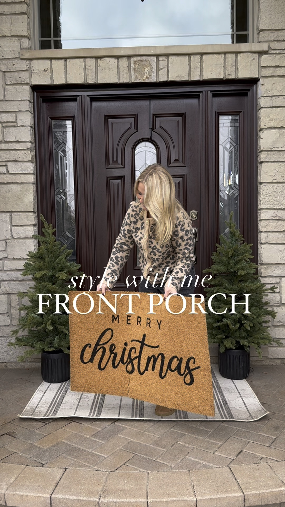 Style my front porch for the Holidays! I found the perfect pre-lit Christmas trees and they come in a beautiful pot. I added pre-made velvet bows on them and I am obsessed. 

This wreath is perfect on our front door and this welcome mat is my favorite! 

#frontporch #holidaydecor #christmastree #welcomemat #frontdoor #wreath #outfitoftheday #outfitidea #holiday #christmas 

#LTKSeasonal #LTKHoliday #LTKWatchNow