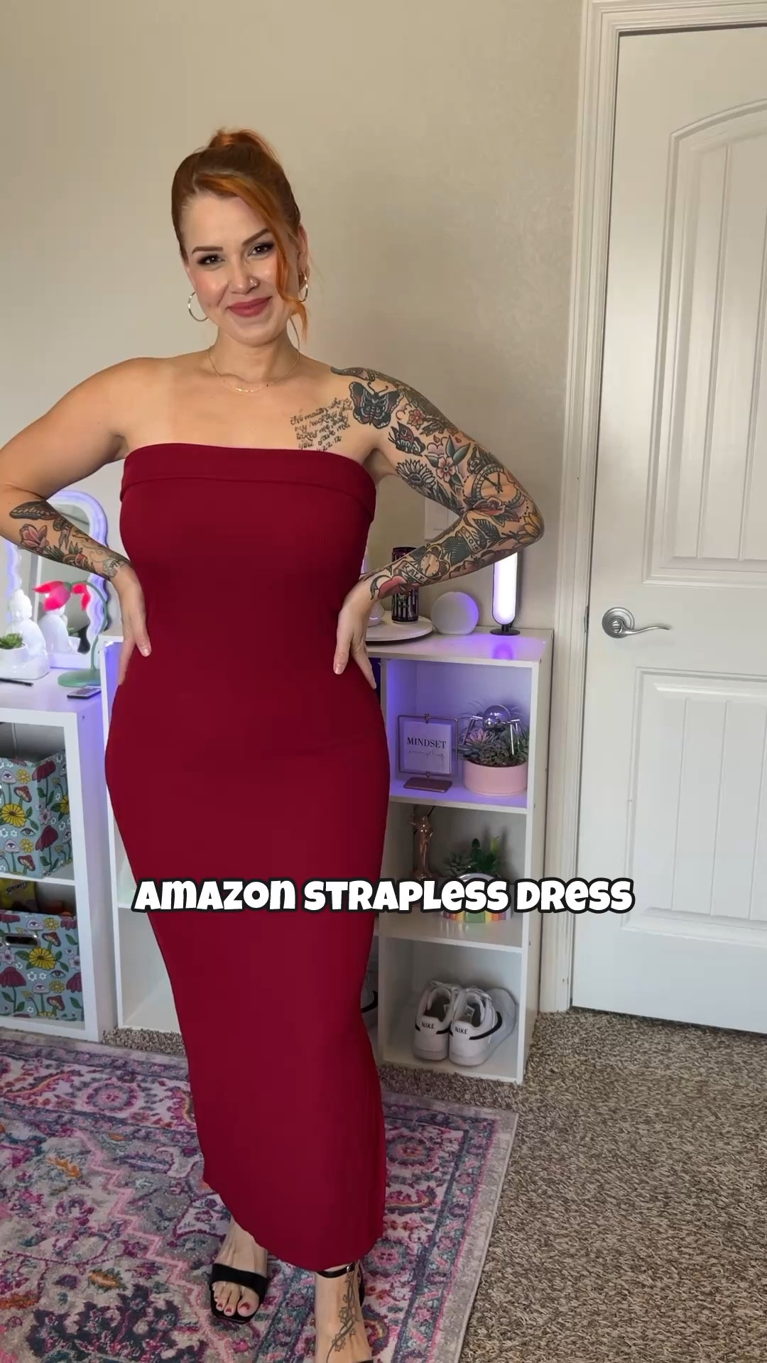 Amazon ribbed strapless dress. Perfect for the holidays or any occasion. Fabric is thick enough it’s not see through and is very comfortable. Also has a grip strip along the top to help prevent sliding. I’m wearing a large.

#LTKHoliday #LTKSeasonal #LTKMidsize