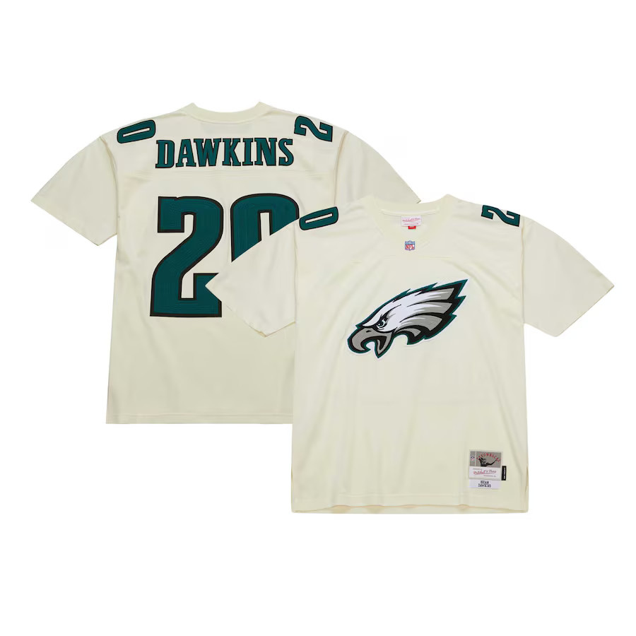Brian Dawkins Philadelphia Eagles Mitchell & Ness Chainstitch Legacy Jersey - Cream | Fanatics