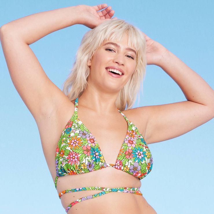 Women's Triangle Wrap Bikini Top - Wild Fable™ Multi Floral Print | Target