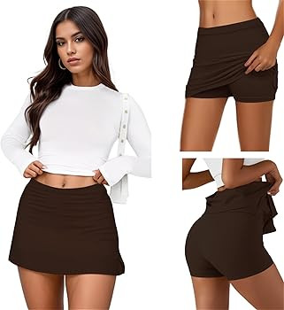 Womens Mini Skorts Sexy Mid-Waisted Pencil Bodycon Short Skirts with Side Split 2026 | Amazon (US)
