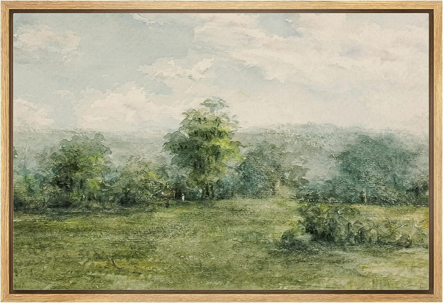 wall26 Framed Canvas Print Wall Art Pastel Green Tree Forest Landscape Nature Wilderness Illustra... | Amazon (US)