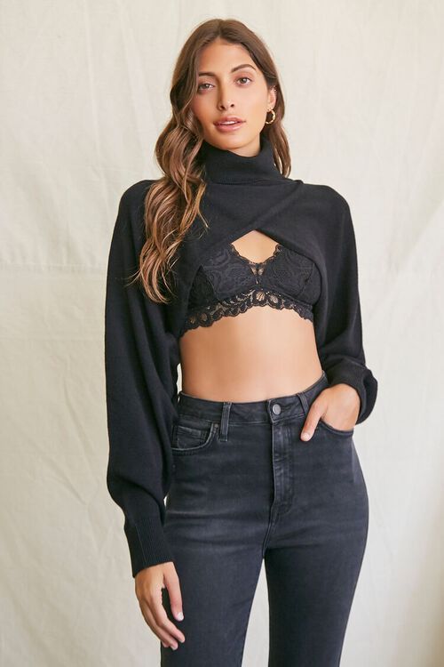 Turtleneck Crossover Cropped Sweater | Forever 21 (US)
