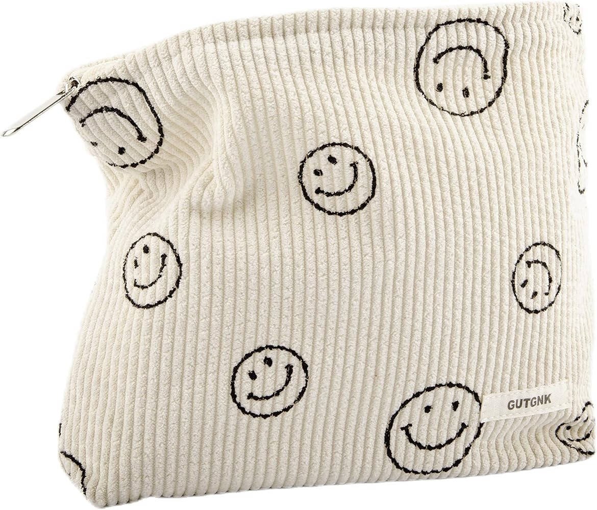 Makeup Bag For Women - Corduroy Cosmetic Bags Aesthetic Design Ladies Tote Bag,Women's Pencil Cas... | Amazon (US)