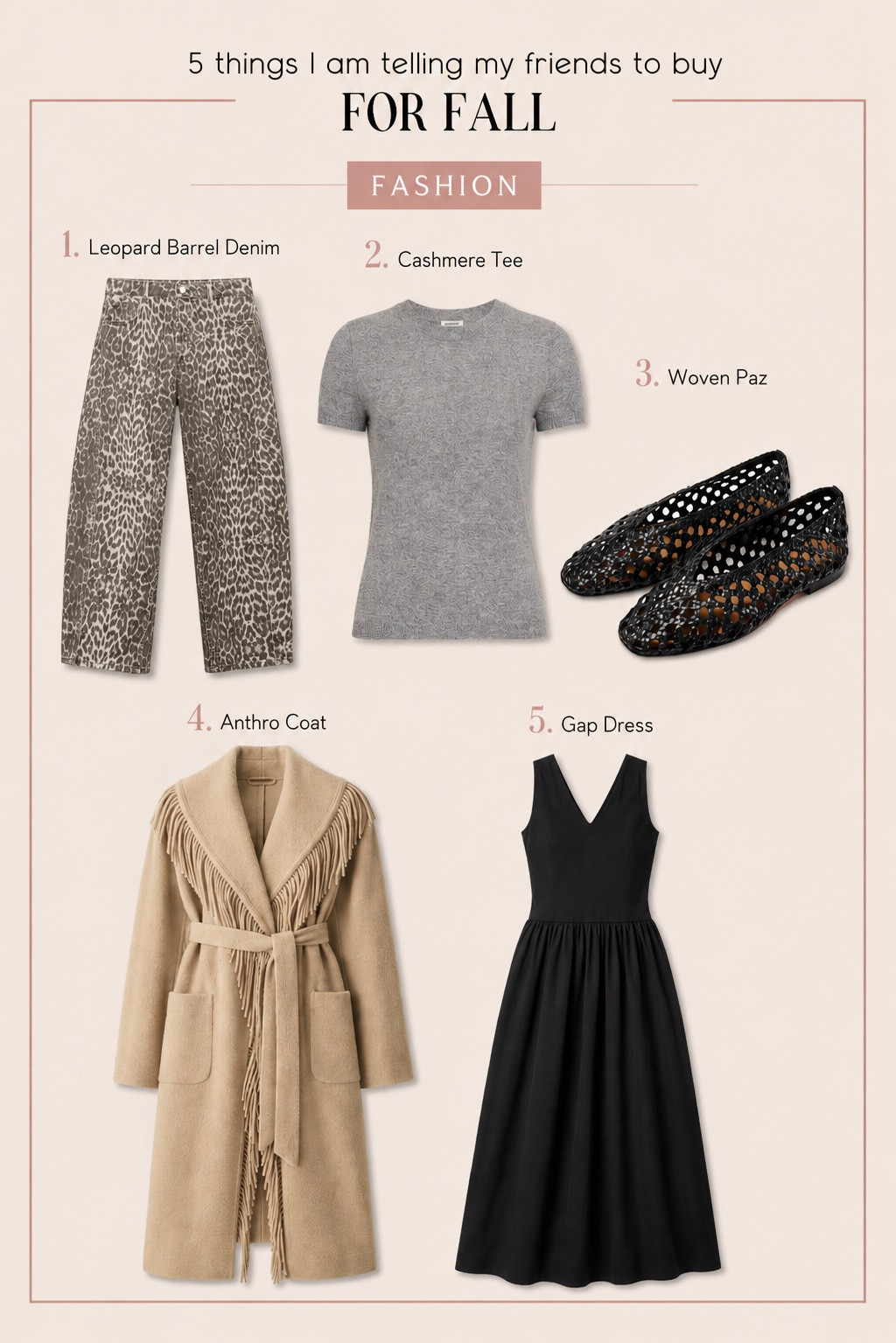 The fall finds I’m telling all my friends to buy 🍂 From statement leopard denim and the perfect cashmere tee to woven flats, a gorgeous fall coat + the easiest black dress—these are the pieces I can’t stop thinking about for the season. Fall wardrobe = officially started. 🤎

#LTKSeasonal #LTKgrwm #LTKootd