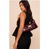 Burgundy Crinkle PU Buckle Shoulder Bag | PrettyLittleThing US