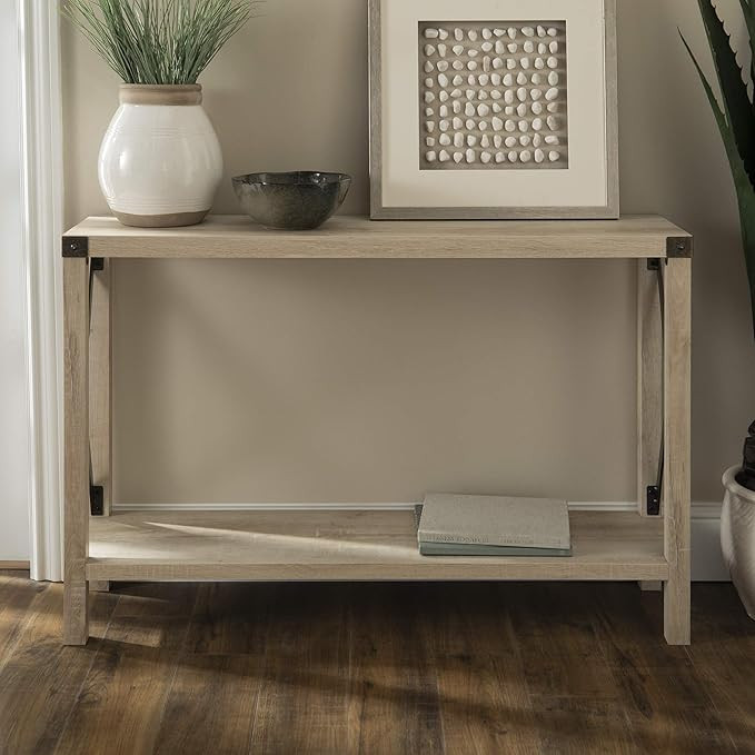 WE Furniture Barnwood Farmhouse Sqaure Accent Entryway Table, 46 Inch, White | Amazon (US)