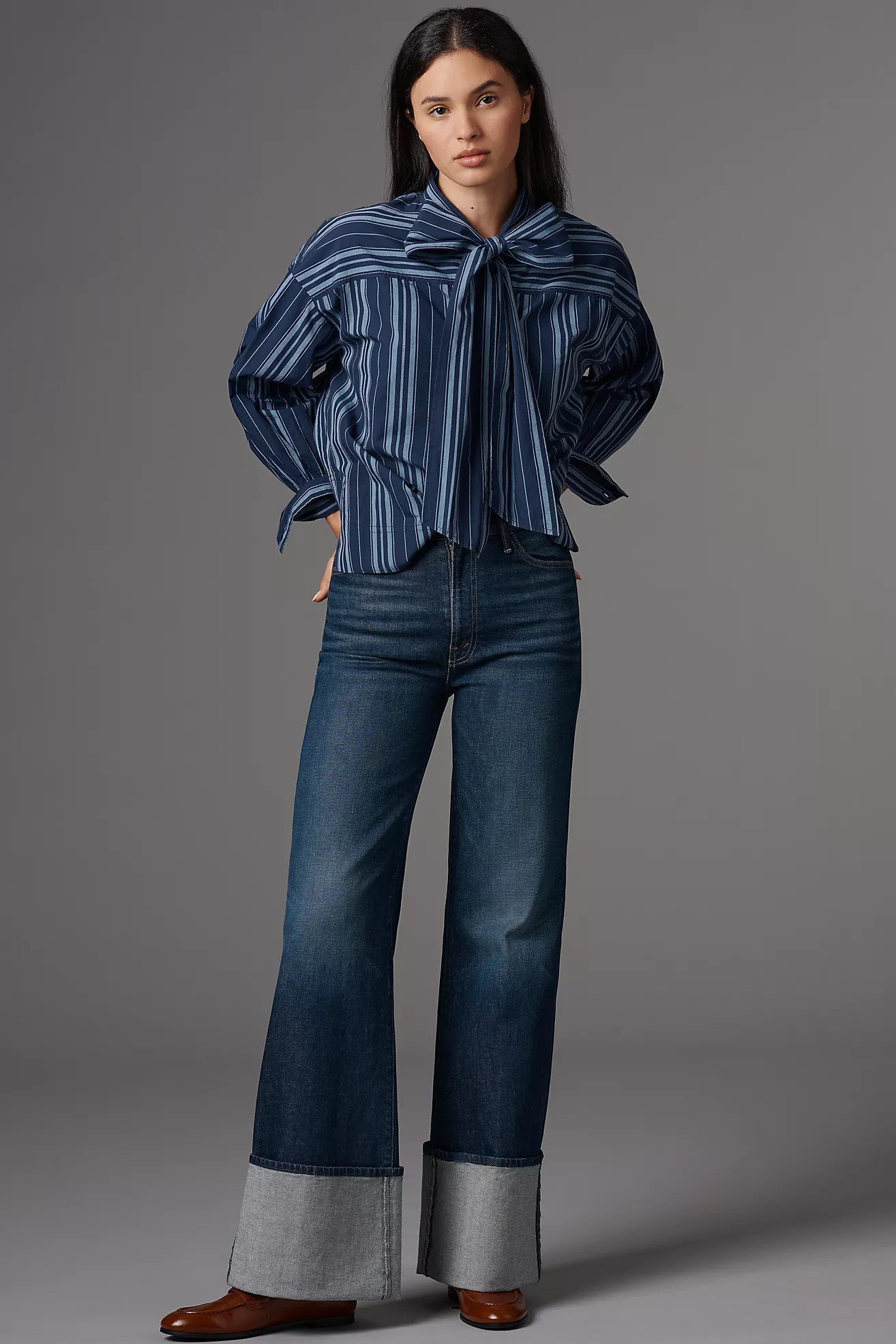 MOTHER Hustler Roller Sneak High-Rise Wide-Leg Jeans | Anthropologie (US)