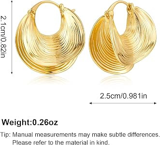 YUJIE Chunky Gold Hoop Earrings for Women Gold Plated Statement Huggie Hoops Trendy Medium Thick ... | Amazon (US)