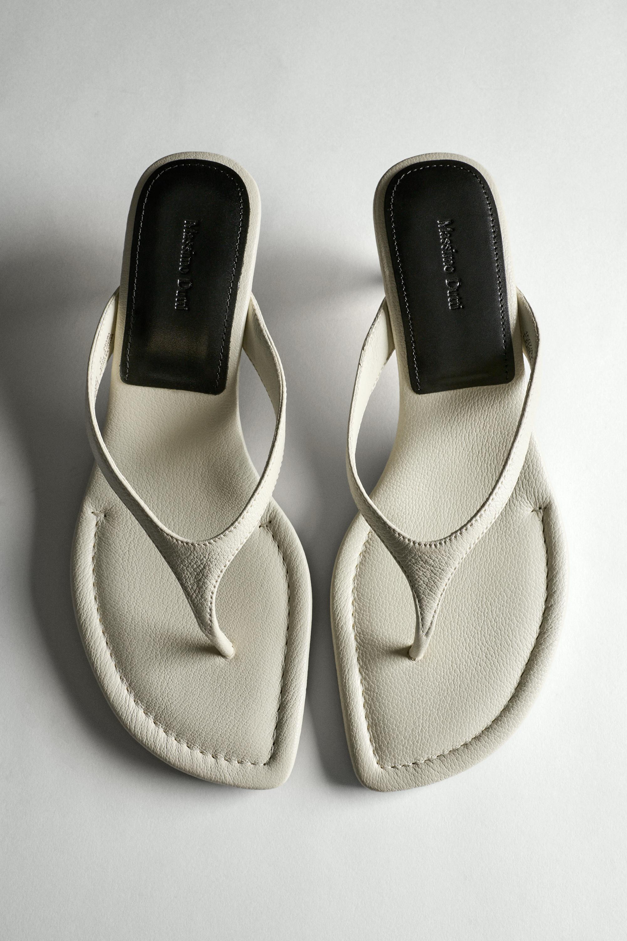 Leather heeled sandals | Massimo Dutti UK