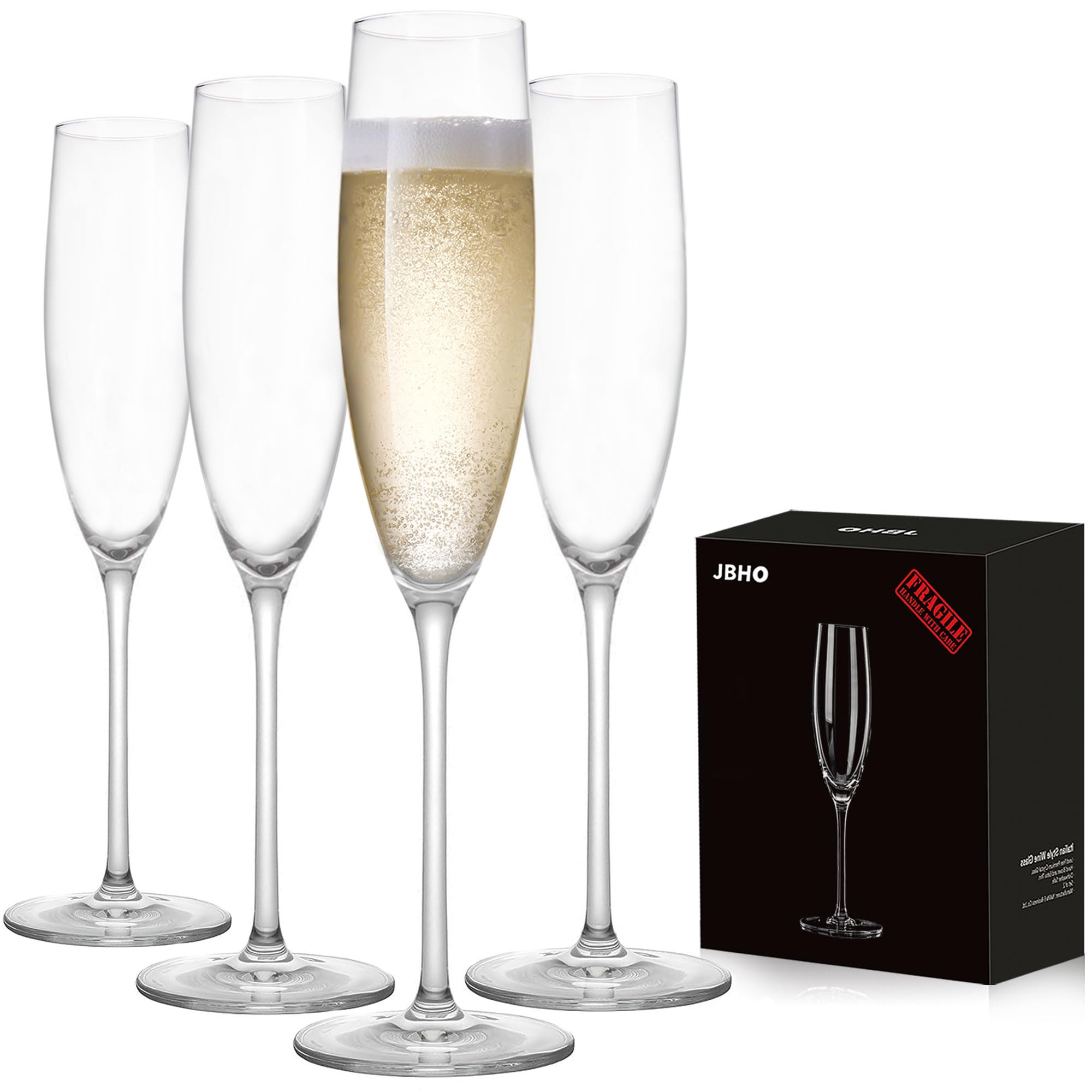 JBHO Champagne Glasses-Elegant Flutes-Gift-Box-Hand Blown Champagne Flutes Glass-100% Lead-Free P... | Amazon (US)