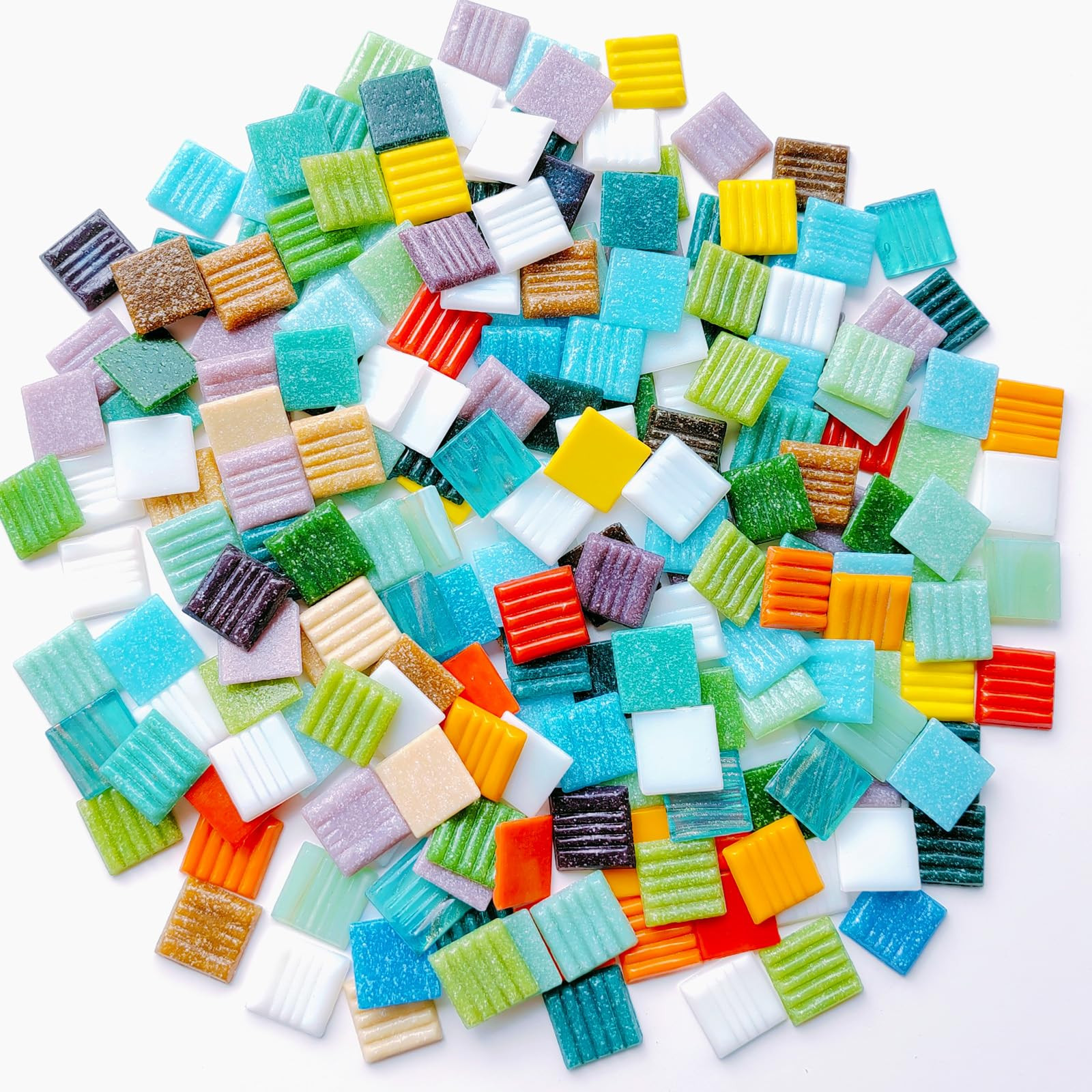 1.1LB 3/4 inch Square Glass Mosaic Tiles for Crafts, Mosaic Tiles for Crafts Bulk, Mixed Colors C... | Amazon (US)