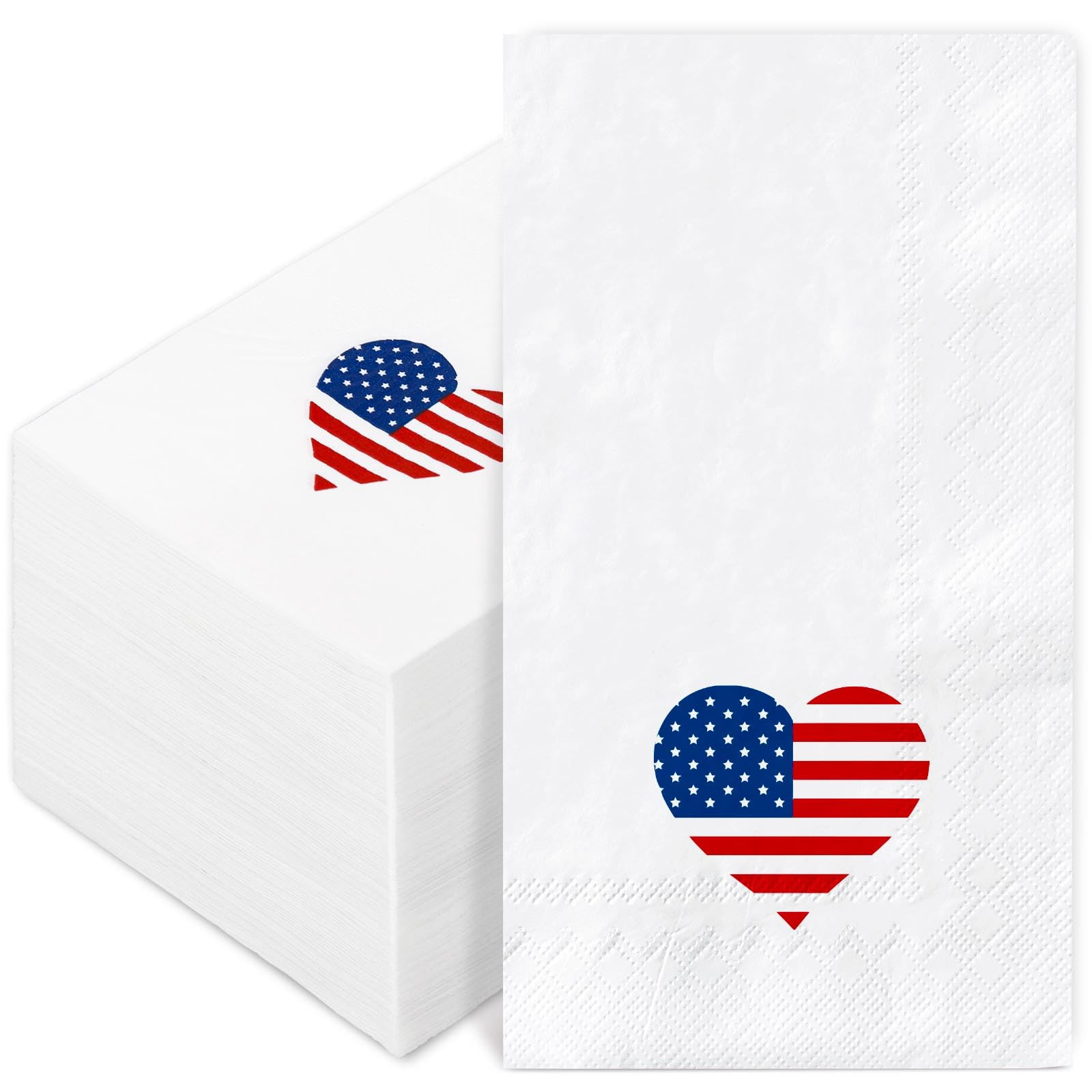 100Pcs Patriotic Guest Napkins 4th of July American Flag Heart Disposable Napkins Independence Da... | Amazon (US)